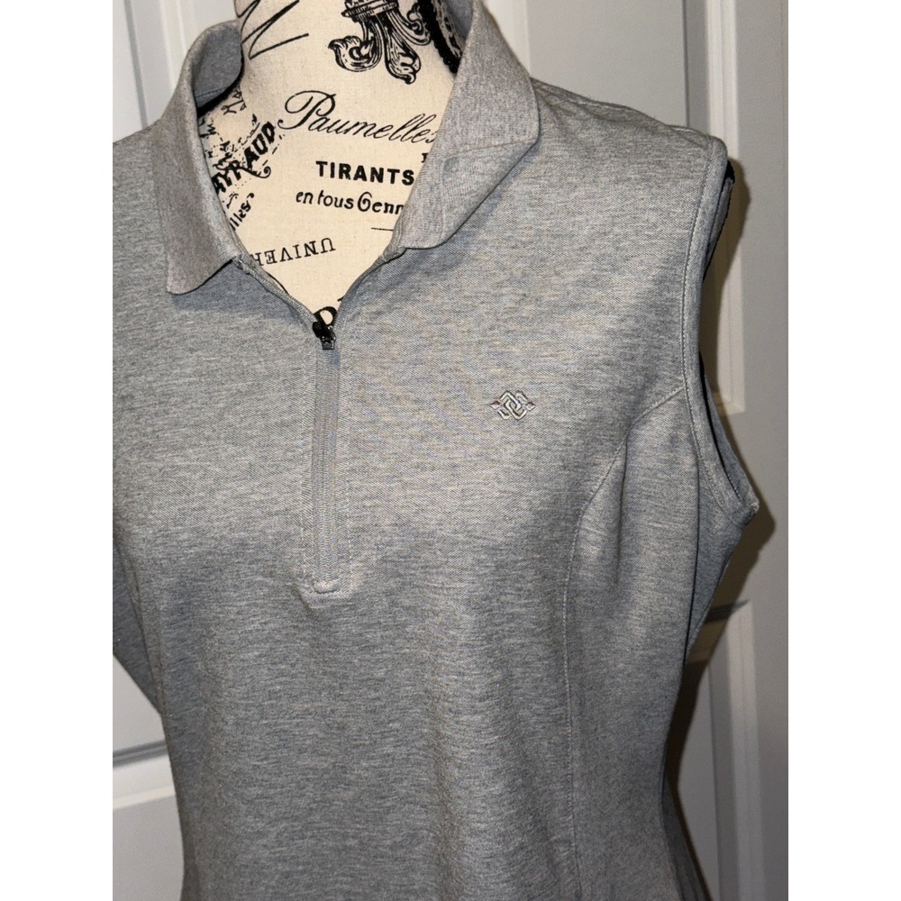 MoFiz Women Heather Gray Sleeveless Polo Dress Quarter Zip Golf Tennis Size L - Picture 2 of 4